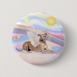 Badge Rond 5 Cm Nuages - Ange Greyhound (couché en bas)