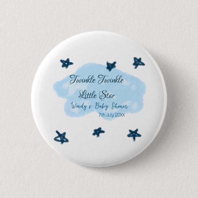 Badge Rond 5 Cm Nuages bleus scintillant Twinkle Little Star bébé  (Devant)