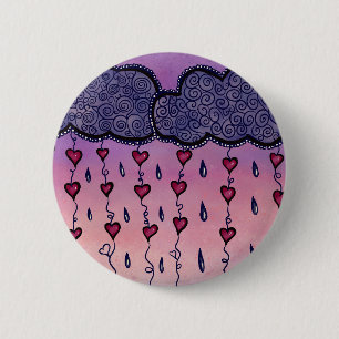 Badge Rond 5 Cm Nuages, cœurs et gouttes de pluie mignons