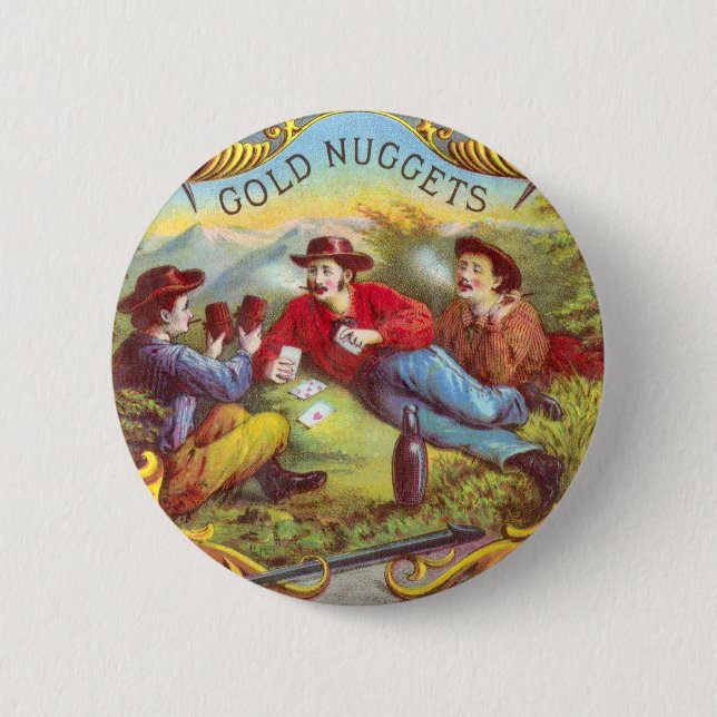 Badge Rond 5 Cm Nuggets d'or Antique Étiquette Cigar (Devant)