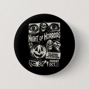 Badge Rond 5 Cm Nuit Des Horreurs Éffrayant Skeleton Jack-o'-lante