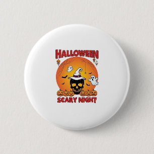 Badge Rond 5 Cm Nuit effrayante d'Halloween Crâne Chapeau de sorci