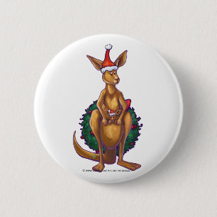 Badge Rond 5 Cm Nuit étoilée de Noël Kangaroo