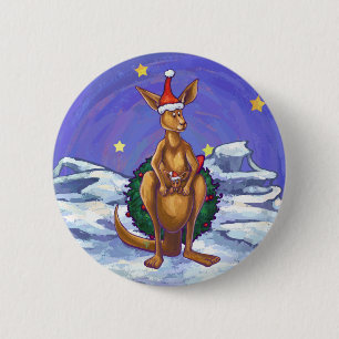 Badge Rond 5 Cm Nuit étoilée de Noël Kangaroo
