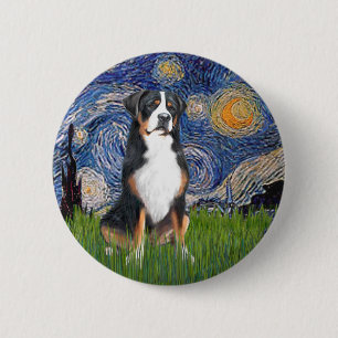 Badge Rond 5 Cm Nuit étoilée-Grand Bouvier Suisse