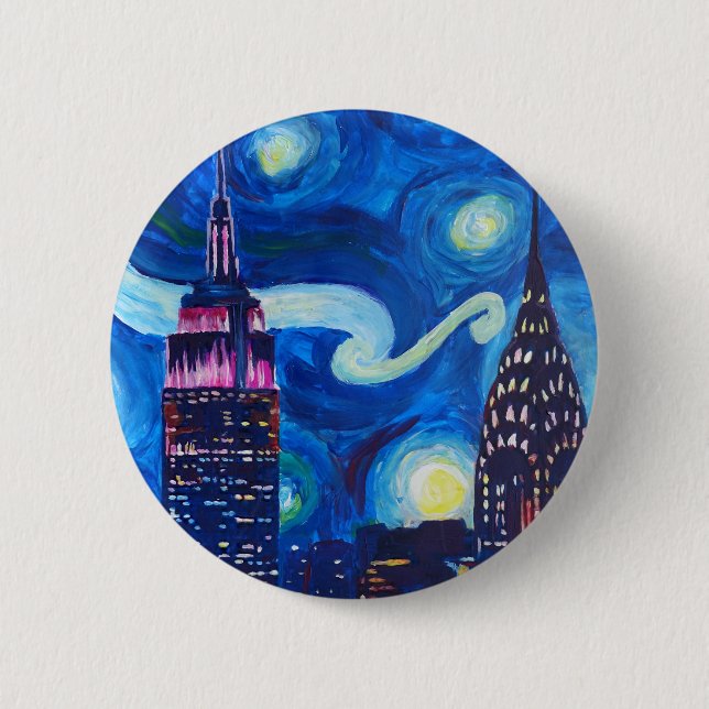 Badge Rond 5 Cm Nuit étoilée New York (Devant)
