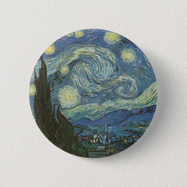 Badge Rond 5 Cm Nuit étoilée par Vincent Van Gogh (Devant)
