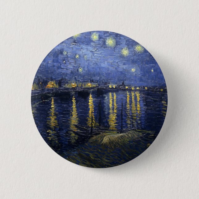 Badge Rond 5 Cm Nuit étoilée sur le Rhône (Devant)