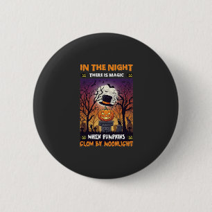 Badge Rond 5 Cm Nuit Halloween Citrouille Haut de Forme Lune Cimet