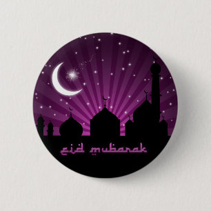 Badge Rond 5 Cm Nuit pourpre de mosquée d'Eid - bouton