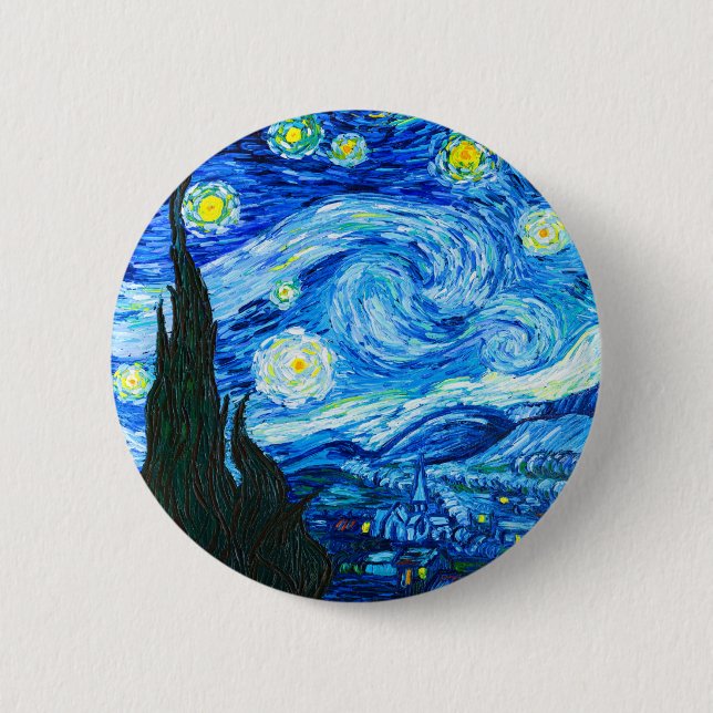 Badge Rond 5 Cm Nuit Van Gogh Starry (Devant)