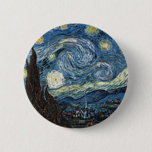 Badge Rond 5 Cm Nuit Van Gogh Starry