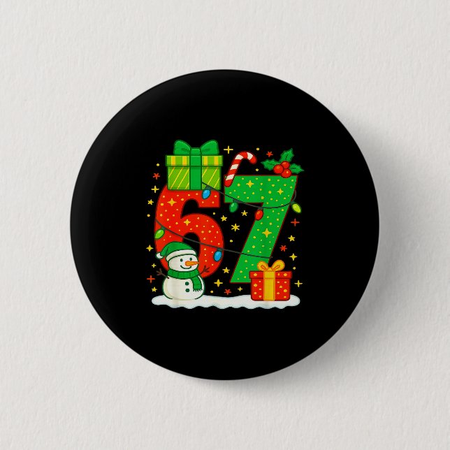 Badge Rond 5 Cm Number 67 Meme Matching Christmas Couple 67 Six Se (Devant)