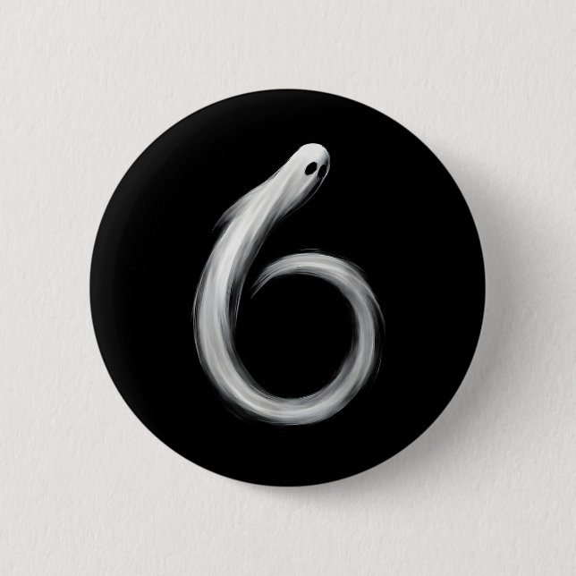 Badge Rond 5 Cm Number 6 Ghost Funny Six Seven 67 Halloween Meme  (Devant)