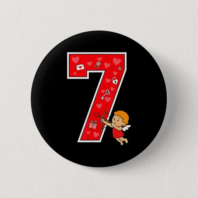Badge Rond 5 Cm Number 7 Six Seven 6 7 Meme Couple Valentine Match (Devant)