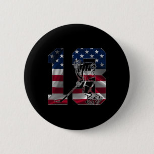 Badge Rond 5 Cm Numéro 13 Ans Hockey sur glace 13e Anniversaire