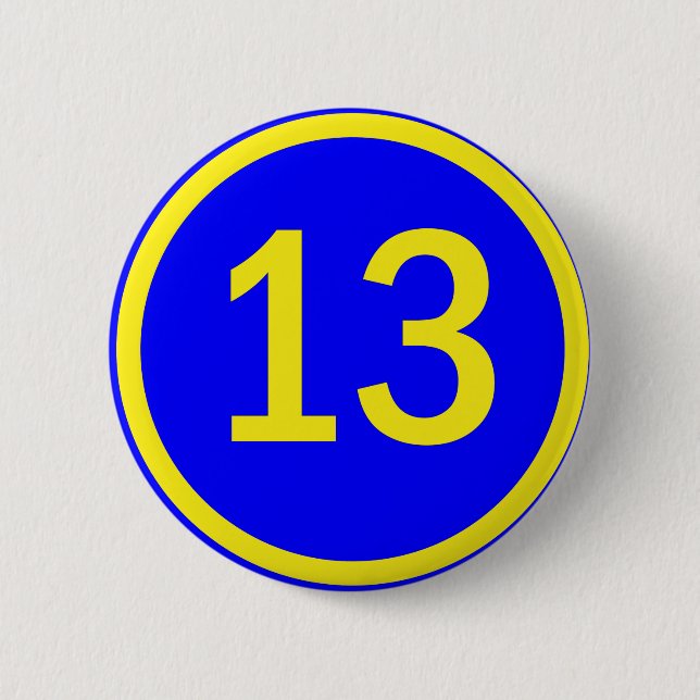 Badge Rond 5 Cm numéro 13 en cercle (Devant)