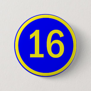 Badge Rond 5 Cm numéro 16 dans un cercle