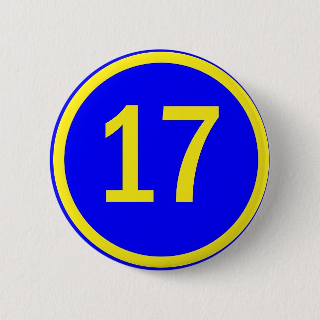 Badge Rond 5 Cm numéro 17 dans un cercle (Devant)