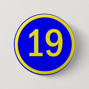 Badge Rond 5 Cm numéro 19 en cercle