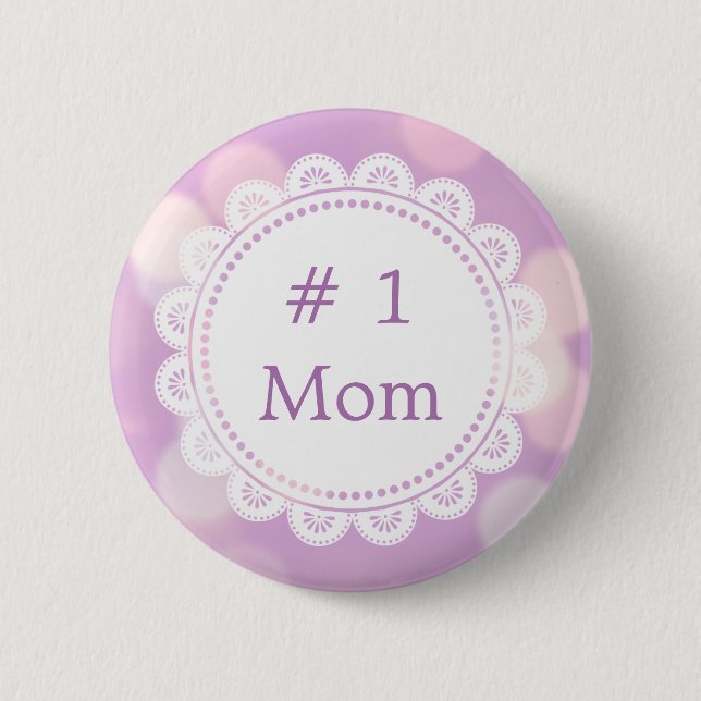 Badge Rond 5 Cm Numéro 1 Maman, Fête des mères ou Anniversaire (Devant)