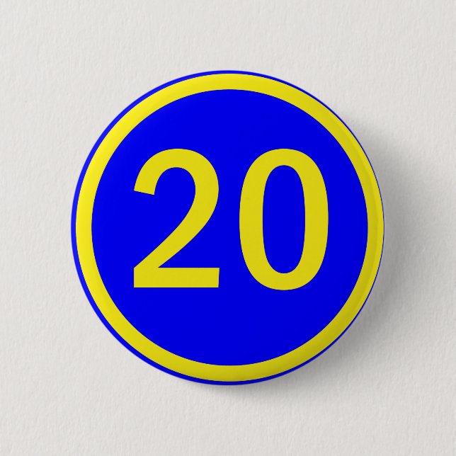 Badge Rond 5 Cm numéro 20 dans un cercle (Devant)