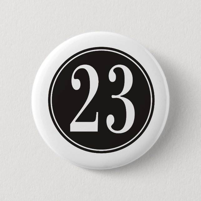Badge Rond 5 Cm Numéro 23 - Cercle noir (avant) (Devant)