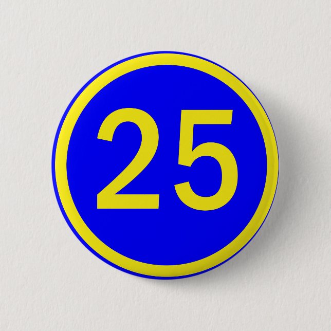 Badge Rond 5 Cm numéro 25 dans un cercle (Devant)