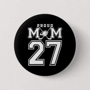 Badge Rond 5 Cm Numéro 27 personnalisé fier parent de hockey pour