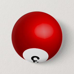 Badge Rond 5 Cm Numéro 3 Bouton rouge de la piscine