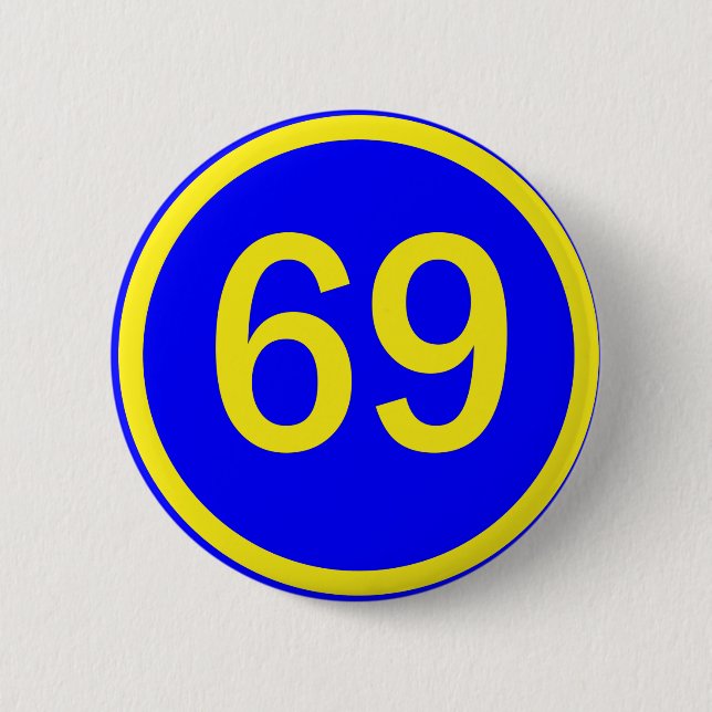 Badge Rond 5 Cm numéro, 69, dans un cercle (Devant)