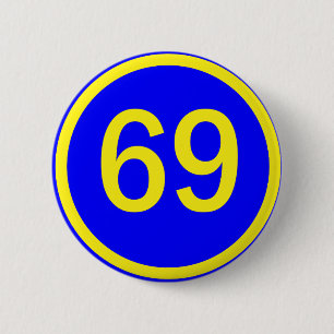 Badge Rond 5 Cm numéro, 69, dans un cercle