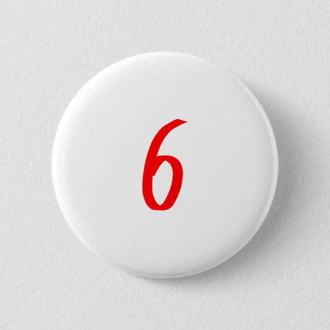 Badge Rond 5 Cm Numéro 6 six couleurs rouges (Devant)