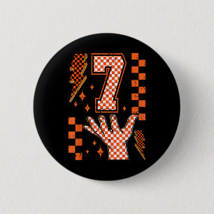 Badge Rond 5 Cm Numéro 7 Costume Halloween à carreaux Meme Corresp