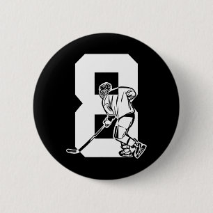 Badge Rond 5 Cm Numéro 8 Ans Hockey sur glace 8e Anniversaire (3)
