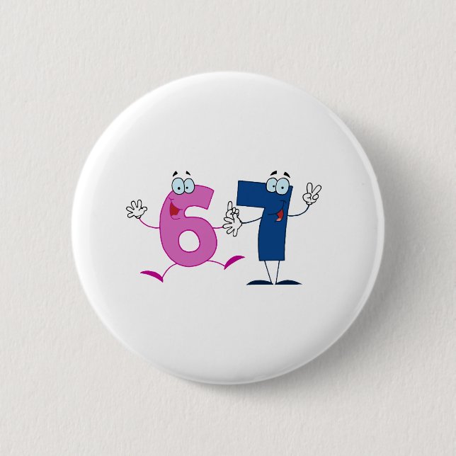 Badge Rond 5 Cm Numéro heureux 67 (Devant)