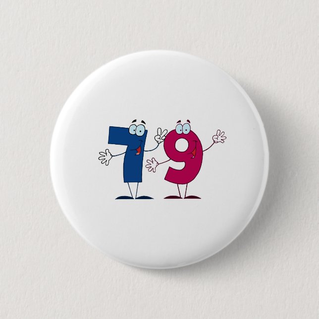 Badge Rond 5 Cm Numéro heureux 79 (Devant)