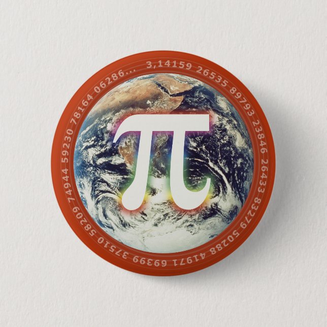 Badge Rond 5 Cm Numéro Pi sur Terre | Maths (Devant)