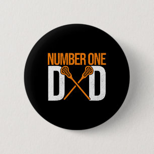 Badge Rond 5 Cm Numéro Un Papa Laxeur Père Lacrosse Stick La