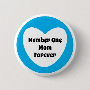 Badge Rond 5 Cm Numéro Une Maman Mignonne Ciel Bleu Bleu Bleu Bleu