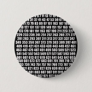 Badge Rond 5 Cm Numéros principaux blancs sur noir