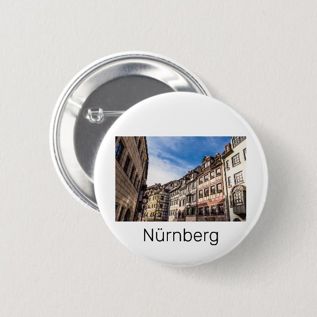 Badge Rond 5 Cm Nuremberg Cityscape Bavière Allemagne Souvenir (Devant & derrière)