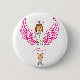 Badge Rond 5 Cm Nurse Angel Wings Thunder_Cove