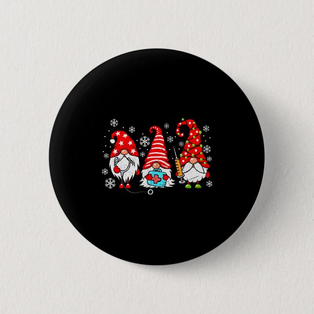 Badge Rond 5 Cm Nurse Christmas Gnomes Xmas Scrub Top Er Rn Nursin (Devant)