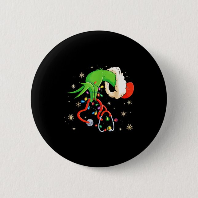 Badge Rond 5 Cm Nurse Christmas Stethoscope Nurses Xmas Santa Wome (Devant)