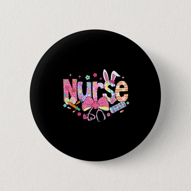 Badge Rond 5 Cm Nurse Easter Day Cute Coquette Stethoscope Nursing (Devant)
