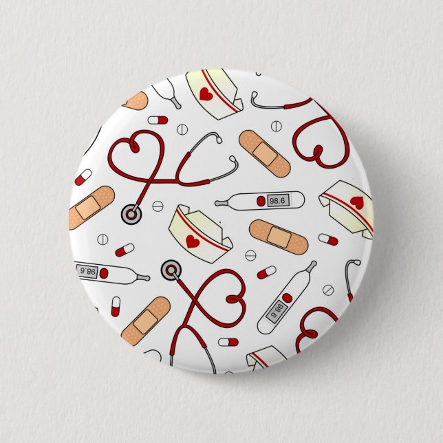 Badge Rond 5 Cm Nurse Love Print White Background (Devant)