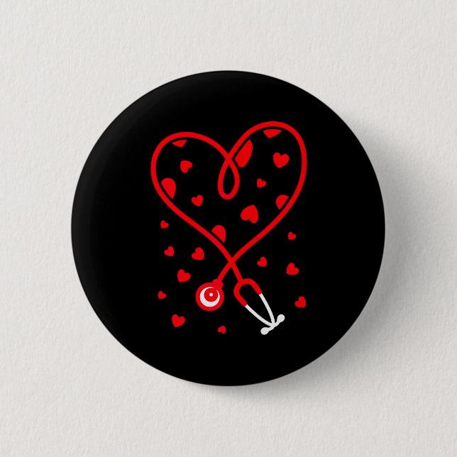 Badge Rond 5 Cm Nurse Stethoscope Heart Valentine's Day Nursing  (Devant)