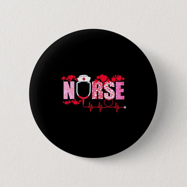 Badge Rond 5 Cm Nurse Valentines Day Valentine Er Icu Nicu Rn Nurs (Devant)