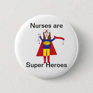 Badge Rond 5 Cm Nurses Super Heroes (Brunette)